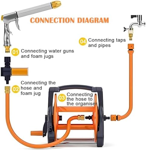 Wall Mounted Hose Holder, Household Flushing Floor Hose Trolley, Agricultural Irrigation Portable Hose Trolley, Hand Crank Hose Reel Hose Storage Holder,30m - Image 4