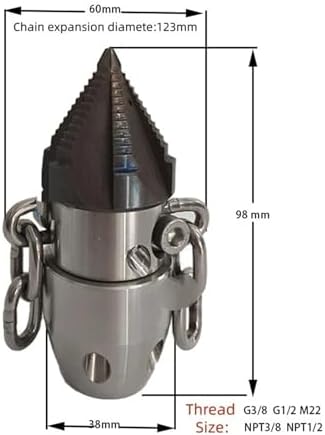 3/8 1/2 40-100L 360° Rotating Pagoda Nozzle 300bar for Sewer - Image 4