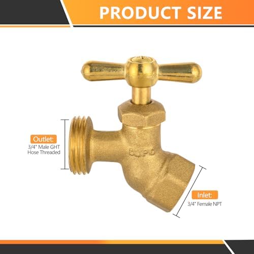 50PC HeSun 3/4" FIP Inlet x 3/4" MHT Outlet No-Kink Hose Bibb Valve - Image 2