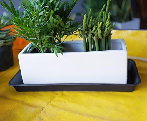VUWEZ 2 Pack of Plastic Plant Tray Saucer Rectangular 30 inch, Plant Trays Saucers for Indoors Outdoor, Plant Water Drip Tray for Flower Pot Planter, Windowsill Plant Tray (8 X 30'', Black) - Image 6