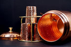 Pure Copper Hammered Water Dispenser Storage Water Tank with Tap and set of 4 Copper Glass | Water Pot | Cooper Water Storage Tank | 6.5 Ltr Capacity | 218 Oz - Image 4