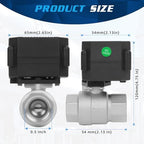 1/2'' Motorized Ball Valve, 9-24V DC Electric Water Valve with Full Port, and 2 Wire Reverse Polarity, Stainless Steel, NSF Certified, IP67 - Image 3