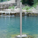 Stainless Steel Garden Water Column with Faucet, Floor-Mounted Outdoor Fountain Hydrant, Ideal for Lawn Hose Stand & Cleaning (Silver 3.86" x 13"/33.8" x 5.1") by Unknown