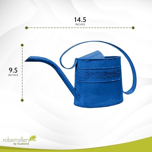 Headwind Willow Decorative Watering Can, 0.5 Gallon Small Metal Watering Can for Indoor Plants & Garden, Vintage Galvanized Steel, Long Spout, Indoor & Outdoor – Oceanside Blue - Image 2