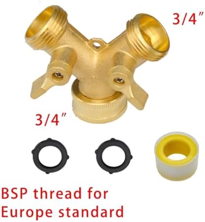 Duty Brass 1-2-4 Way Splitter Garden Hose Hexagonal Connector with Comfortable Grip Shut Off Valves Adapter Water Tap(2 Way EU) - Image 2