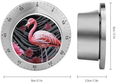 Mechanical Kitchen Timers for Cooking,Flamingo Printed 60 Minute Magnetic Countdown Timer,Cute Cooking Timers with Alarm,Stainless Steel Time Timer Manual No Batteries Required - Image 2