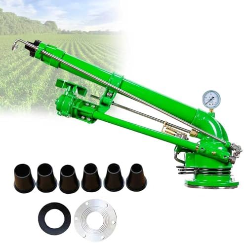 2" Farm Irrigation Sprinklers, Farm Irrigation Sprinkler with Pressure Gauge, 360° Large-Area Watering Spray, Watering Spray with 7 Replacement Nozzle, for Farmland, Farm Irrigation, Industrial - Image 7