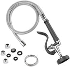 MSTJRY Spray Valve with 45" Pre Rinse Hose, Commercial Sink Sprayer Hose Pre Rinse Sprayer with Flexible Stainless Steel Hose Assembly for Commercial Kitchen Faucets, Polished Chrome(Black,3 Adapters) by MSTJRY