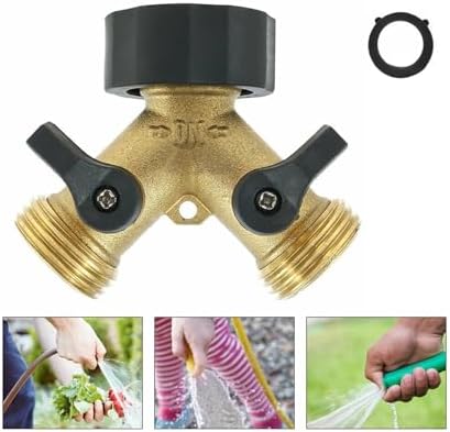 Y Splitter Tap Adaptor 2 Way Brass Garden Hose Connector - Image 5