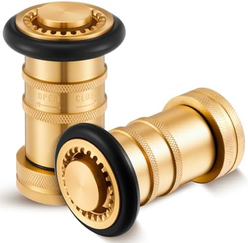 Shimeyao 2 Pcs 1" NPT/NPSH Fire Hose Nozzle Brass Fire Equipment Heavy Duty Industrial Spray Jet Fog by Shimeyao
