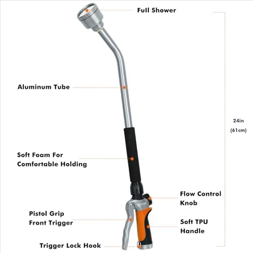 RESTMO 24 Inches Long Watering Wand for Garden Hose, Full Shower Spray Wand - Image 2