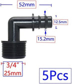 Generic 5pcs 1/2" 3/4" Male Connector To Barb 16mm 20mm 25mm PE Hose Elbow Adapter Garden Irrigation Drip Irrigation System(Grey) - Image 4