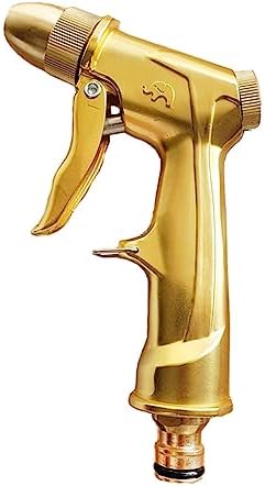 High Pressure Water Gun Metal Adjustable Nozzle Gardening Watering Car Washing Hose Water Gun Brass Sprayer(Yellow) by Unknown