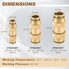 26PCS 1/4" 3/8" 1/2" Brass Dot Air Line Fittings Kit, Straight Union - Image 2