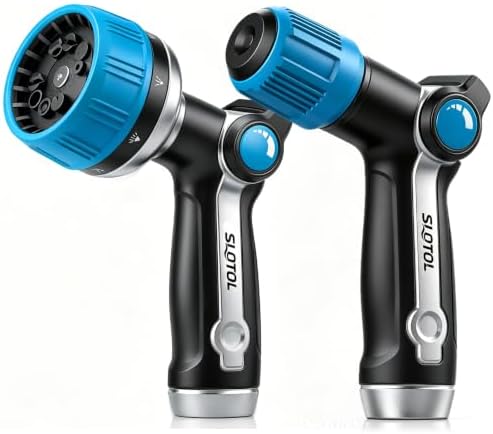 2 Pack Garden Hose Nozzle, Heavy Duty Metal Sprayer with Adjustable Spray Patterns, Easy Water Flow Control & Leak Proof Design by Unknown