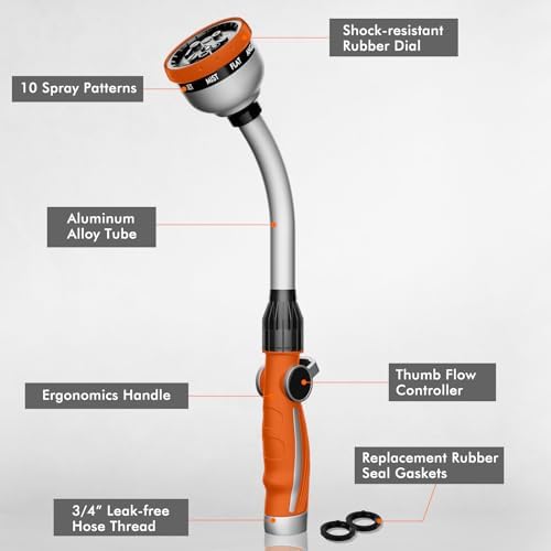 RESTMO Watering Wand Heavy Duty, 15-Inch Long Hose Nozzle Sprayer - Image 2