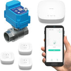 YoLink LoRa Smart Water Leak Protection System, Including 3/4" Commercial Grade Smart Motorized Stainless Steel Valve, (3) Water Leak Sensors, Hub: Up to 1/4-Mile Range, IFTTT, Alexa, Home Assistant by YoLink