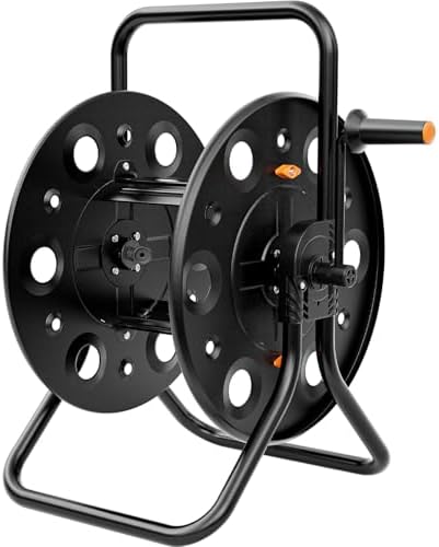 SPECILITE Metal Garden Hose Reel, Portable Outdoor Floor Stable Water Pipe Holder Freestanding, Holds 50-130 Ft of Hose Storage Capacity, UV Resistance, Hose Winder for Outside, Irrigation, Cleaning by SPECILITE