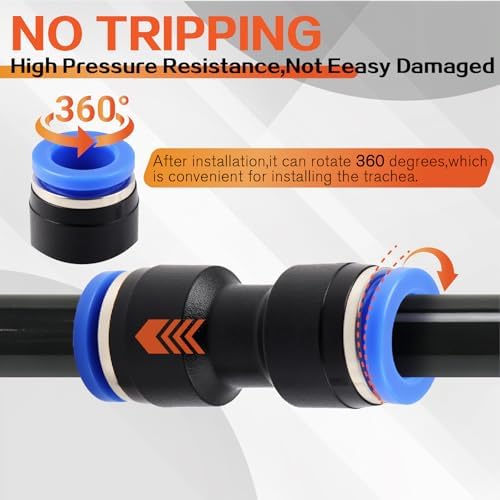 70PCS 1/4" OD Quick Connect Air Hose Fittings Kit, Push to Connect 1/4 1/8 3/8 1/2 NPT Threads&Reducer Pneumatic Line Assortment for Air Compressor, Air System, Auto and Trailer Repair - Image 6