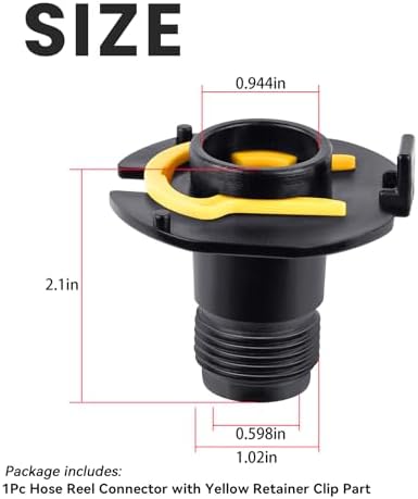 1Pc Hose Reel Inlet Connectors with Yellow Retainer Clip Part - Image 3