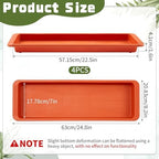 Cinnvoice 4 Pcs 24 x 8 x 1.6 Inch Rectangle Plant Saucer Tray, Terracotta - Image 2