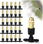 Irrigation System forgarden 10-100PCS Adjustable Brass Spray Nozzles with 1/4” Tee Joint for Garden Lawn 4/7mm Hose Misting Watering Sprinkler Garden Sprinkler(Gold 30PCS) - Image 2