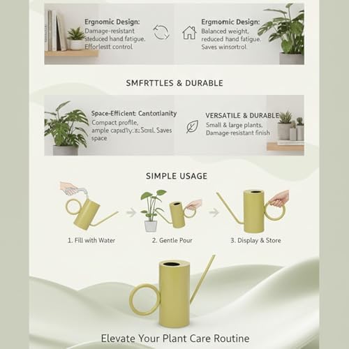 Stainless Steel Long Spout Watering Can, Indoor Plant Watering Can with Extended Spout for Delicate Plants Succulents Ferns Houseplants (Yellow) - Image 6