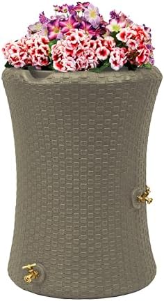 Good Ideas 50 Gallon Nantucket Rain Barrel Planter, Coyote Granite by GoodIdeas