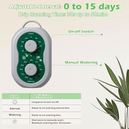 Automatic Drip Irrigation System for Garden with USB & Timer, 50FT Plant Watering Devices for 15 Pots, IP65 Waterproof 2200mAh Watering System for Indoor Outdoor Lawn Farm Greenhouse Balcony Patio - Image 3