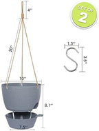 SwinDuck 10 Inch Self Watering Hanging Pots, 2 Pack Hanging Planters with 40oZ Deep Reservior for Indoor Outdoor Plants Flowers, Grey - Image 2