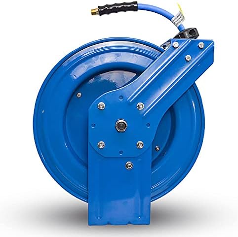 BLUBIRD BBRHD3850 18ga. Retractable Hose Reel with 3/8" X 50' Air Hose, 12 Point Ratcheting Gear, Next-Gen Rubber, Lightest, Strongest, Most Flexible, 300 PSI, -50F to 190F Degrees, Polyester Braided - Image 2