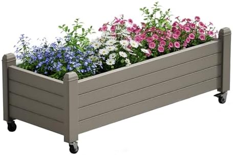 Fancyango Raised Garden Bed with Wheels 13.3" H -Gray by Warmnestforpets