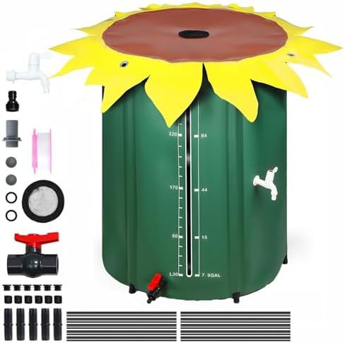 Rain Barrel Water Collection System, 100 Gallon Portable Foldable PVC Rainwater Collector with Spigots and Overflow Kit for Eco-Friendly Water Storage by Unknown