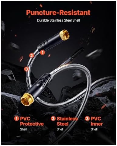 Stainless Steel Garden Hose 150ft Metal Hose Lightweight No Kink - Image 2