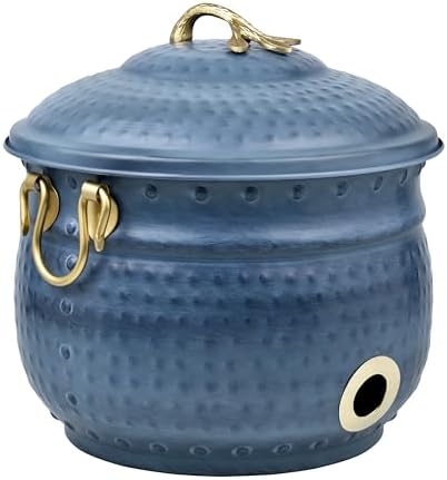 LifeSmart Garden Hose Storage Holder Pot with Lid Antique Green | Expandable Water Hose Container 12 x 16 inches Hold up To 100 ft Outdoor or Indoor Use by Cololight