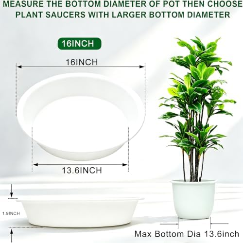 TITE 3 Pack Plant Saucer Heavy Duty Sturdy Drip Trays for Indoor and Outdoor (16 Inch, White) - Image 2