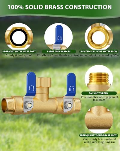 Hose Splitter 2 Way, Heavy Duty Brass Garden Hose Splitter - Image 4