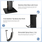 Outdoor Water Column with Faucet, Garden Water Column Freestanding with Spray Gun, Yard Hydrant Stainless Steel, Outdoor Water Spigot with Dual Inlet, for Irrigation Washing (37.4in) - Image 6