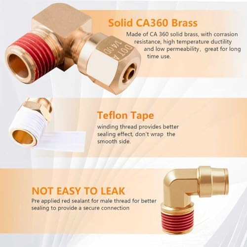 170Pcs DOT Air Brake Line Fittings & Brass Air Nylon Tube Compression Fittings Assortment Kits,1/4" 1/8" 3/8" 1/2" NPT Push To Connect Fittings Quick Connect Air Hose Fittings for Truck or Air System - Image 3
