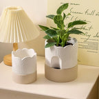 Nihow Ceramic Self Watering Pots for Indoor Plants, 4.5+6 Inch,Beige Set 2 - Image 4