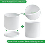 D'vine Dev 2-Pack White Plastic Planters with Saucers, 8 in, 74-Z-M-1 - Image 6