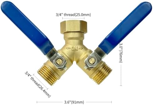 Hose Splitter 2 Way, All Brass Body-Pure Brass Zinc-Free, 13mm Valve hole, 3/4 Inch Thread - Image 4