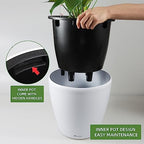 Dexceder 18x17 Self Watering Planter with Wheels (White Matte) - Image 4
