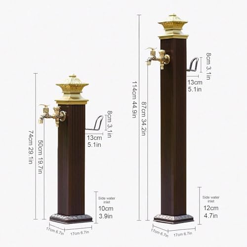 Aluminum Alloy Outdoor Faucet, Vertical Garden Water Column, Freestanding Garden Hose Holder for Irrigation, Car Washing, Watering Flowers(74cm/29.1in) - Image 6