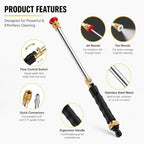 2026 Upgraded Jet Nozzle Power Washer for Garden Hose Includes 2 High-Pressure Nozzles 2× Rubber O‑ring seal 1x plumber's tape and Quick Connectors | Hydro Jet High Pressure Washer Tools - Image 2