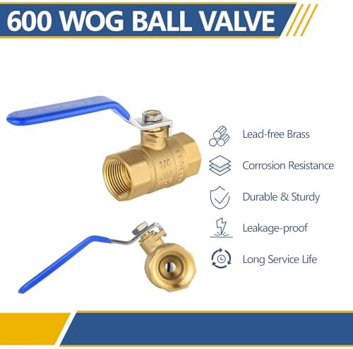 10PCS GUOFIS 3/4" Full Port Brass FIP Ball Valve,600 WOG Valve,Blue Handle - Image 4