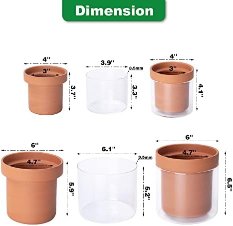 Phoenix Vine 4 Inch 6 Inch Self Watering Planter Pots, Terracotta Clay Pots with Glass Reservoir for Indoor Plants, Herbs, Flowers, 52-A-G-46 - Image 3