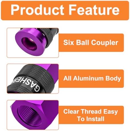 GASHER 12PCS Aluminium 1/4 Inch Female AMT Universal Air Coupler,1/4 NPT Basic Flow Quick Connect Air Coupler For Professional Jobsites, In automotive Shops Or At Home（Purple） - Image 3