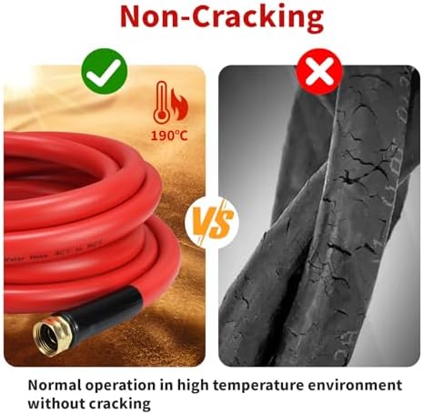 Garden Hose 50ft x 3/4” Hot/Cold Water Hose, -50°F to 190°F, Red - Image 5