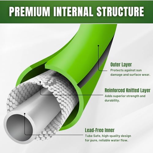 50ft Garden Hose 5/8”, Flexible Water Hose with Swivel Grip, Kink Resistant and Leakproof Brass Fittings for Lawn, Garden & Car Wash (50 Feet) - Image 5
